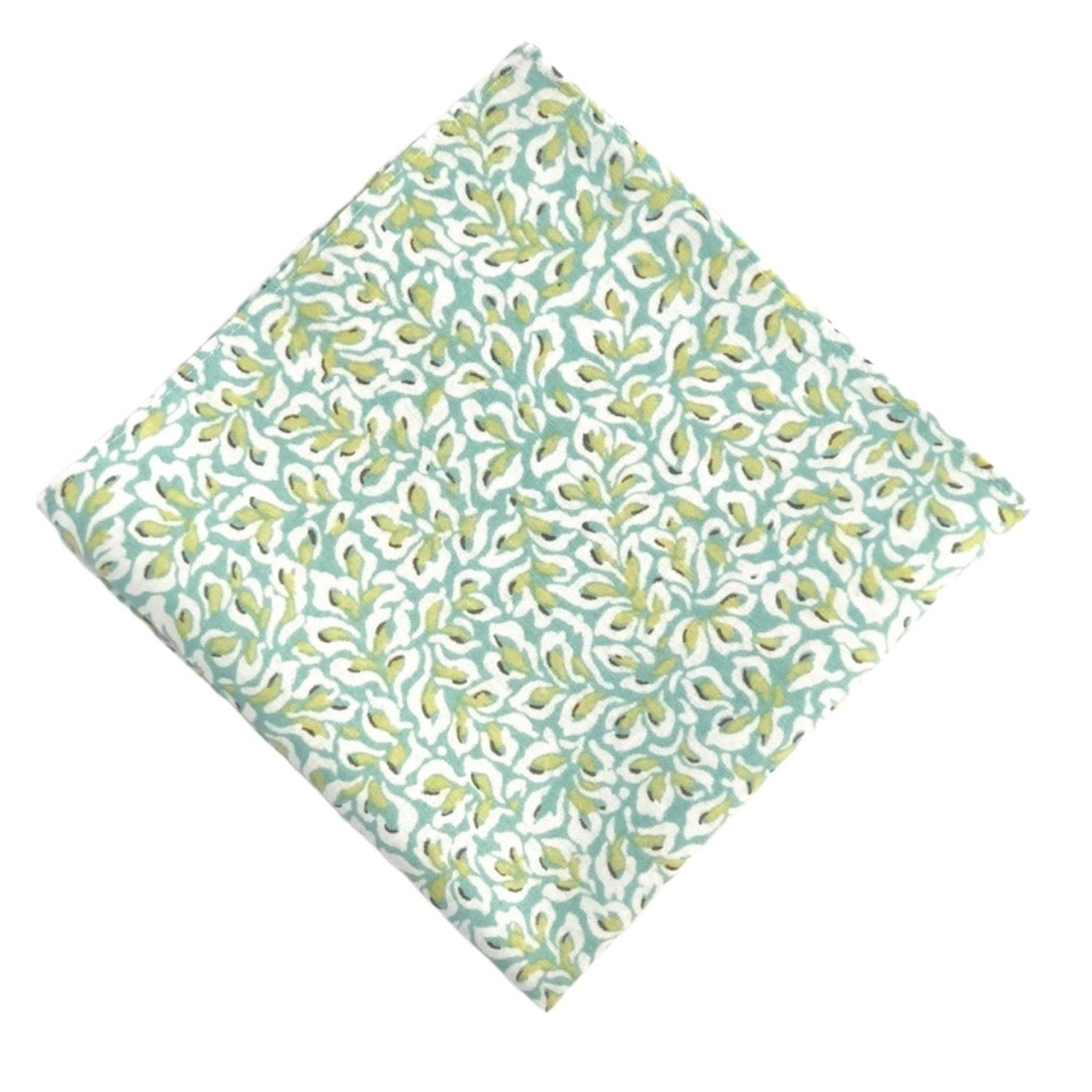 Pastel Mint & Lime Green Foliage Pocket Square